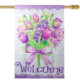 Northlight 28in Welcome Floral Bouquet Outdoor House Flag
