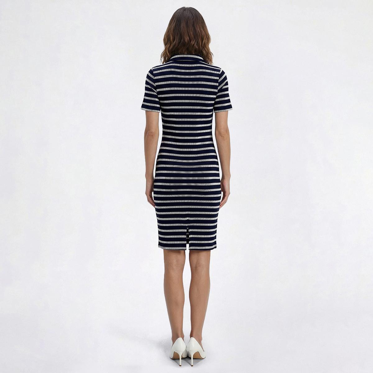 Womens Absolutely Famous Short Sleeve Stripe Sweater Dress