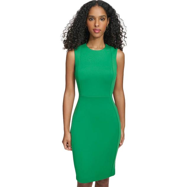 Womens Calvin Klein Sleeveless Solid Crepe Sheath Dress