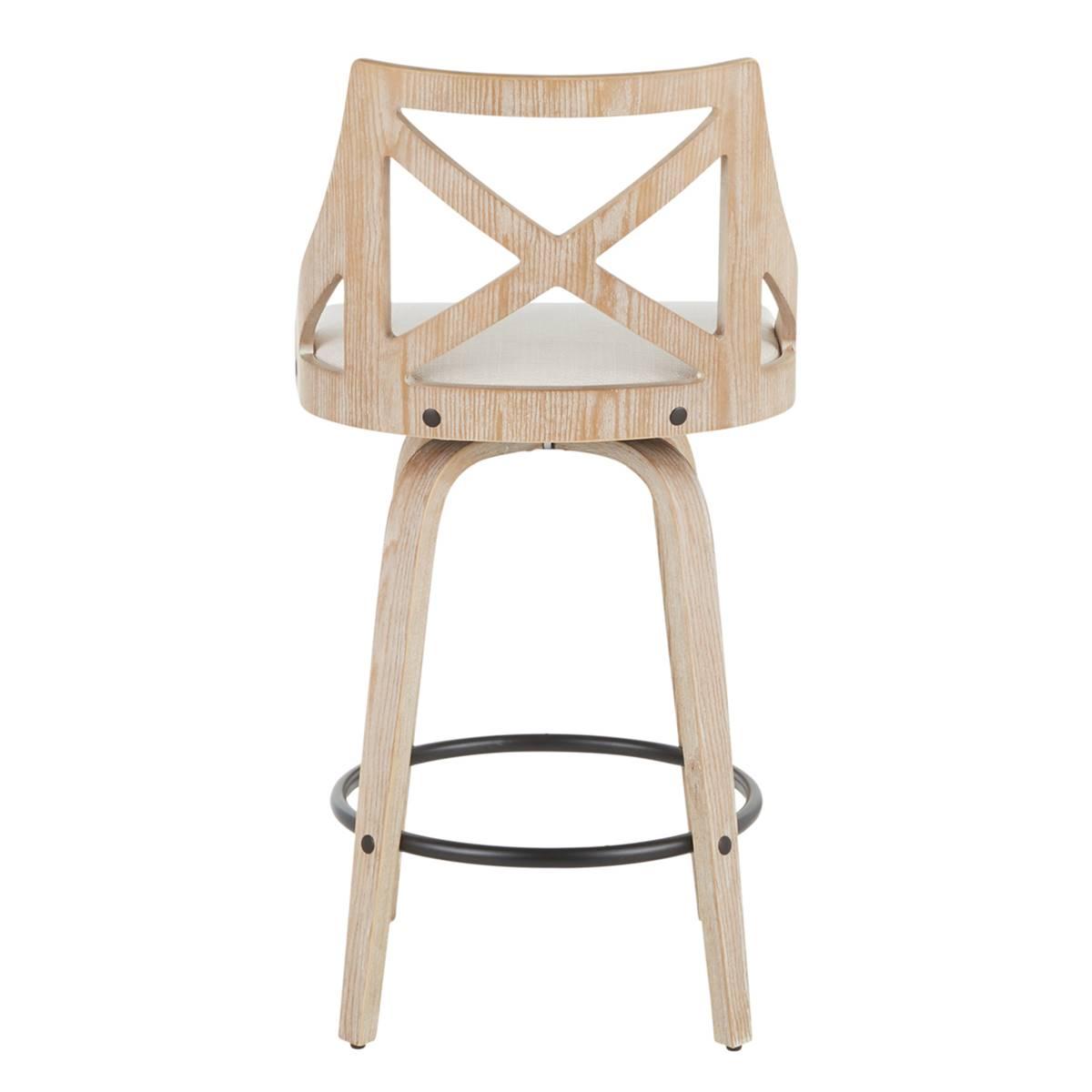 LumiSource Charlotte Farmhouse Swivel Counter Stools - Set of 2