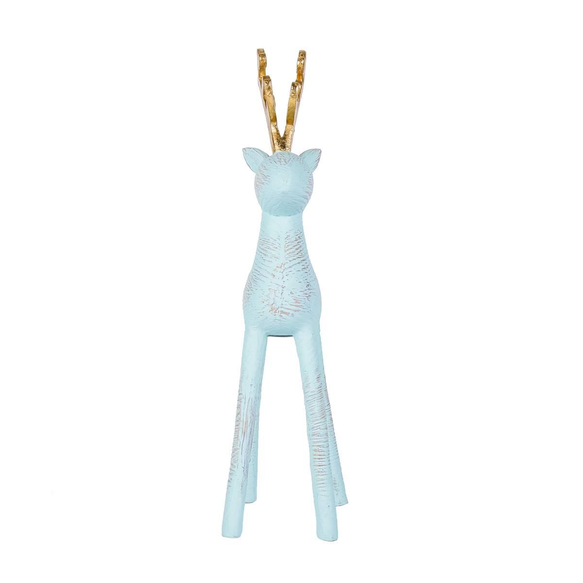 National Tree 9in. Pastel Blue Woodgrain Deer Figurine