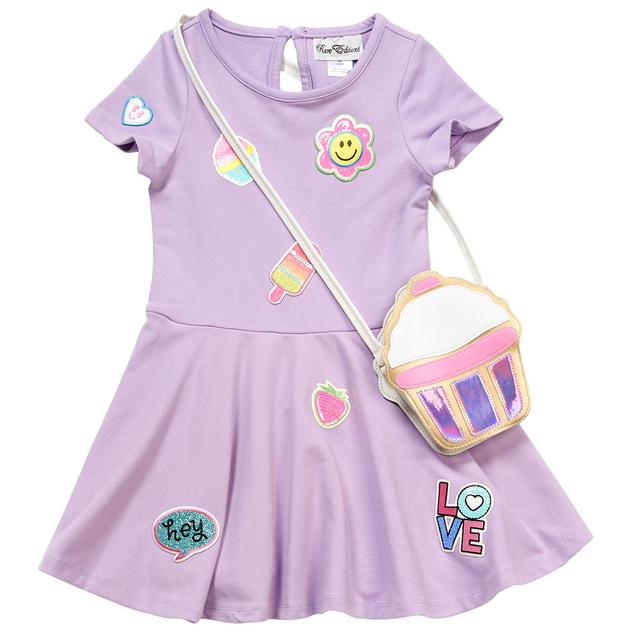 Girls (4-6x) Rare Editions Sweet Patch Skater Dress & Purse