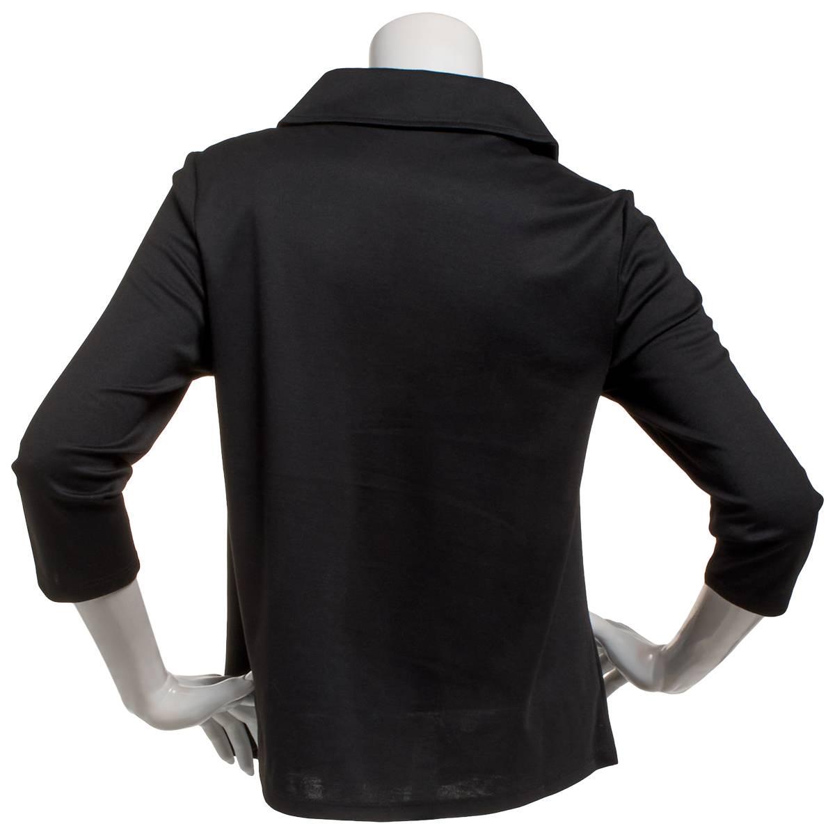 Womens Love Scarlett 3/4 Sleeve Pleated Zip Neck Blouse