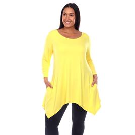 Plus Size White Mark Long Sleeve Tunic With Side Pocket