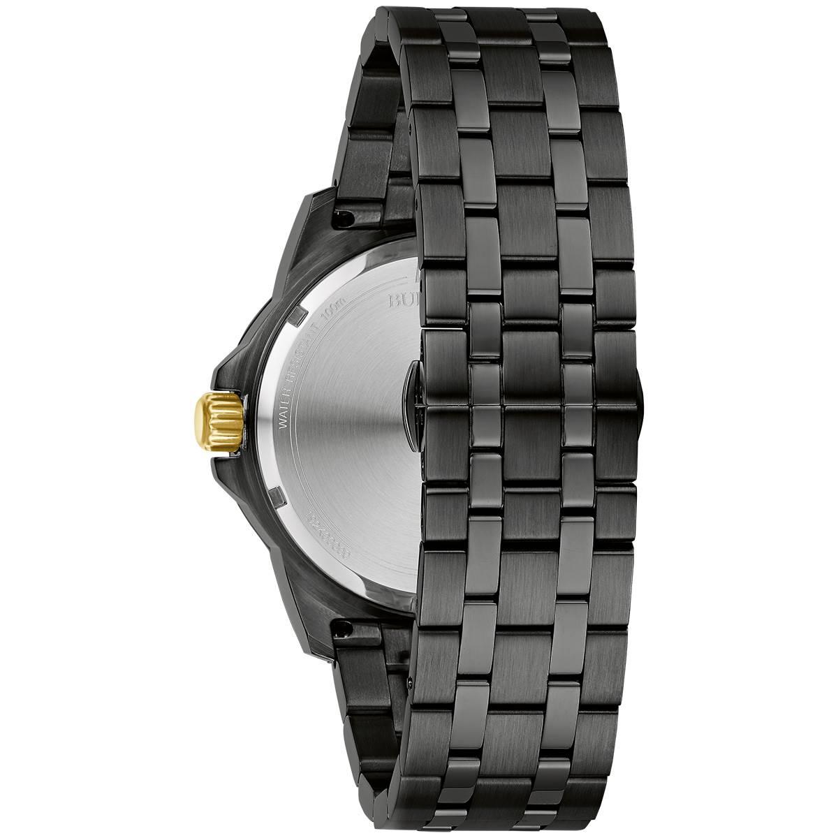Mens Bulova Marine Star Black Bracelet Watch - 98D176