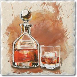 4pk. Bourbon Splash Square Coaster Set
