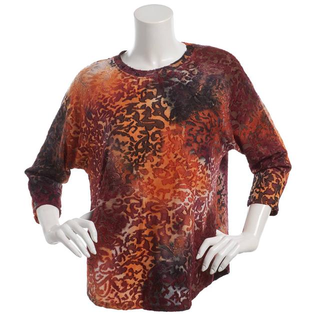 Womens Cocomo 3/4 Sleeve Jacquard Tie Dye Blouse