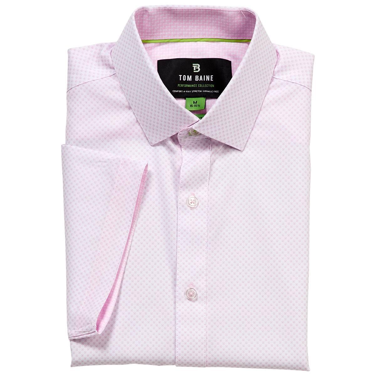 Mens Tom Baine Slim Fit Short Sleeve Dress Shirt - Pink Fancy