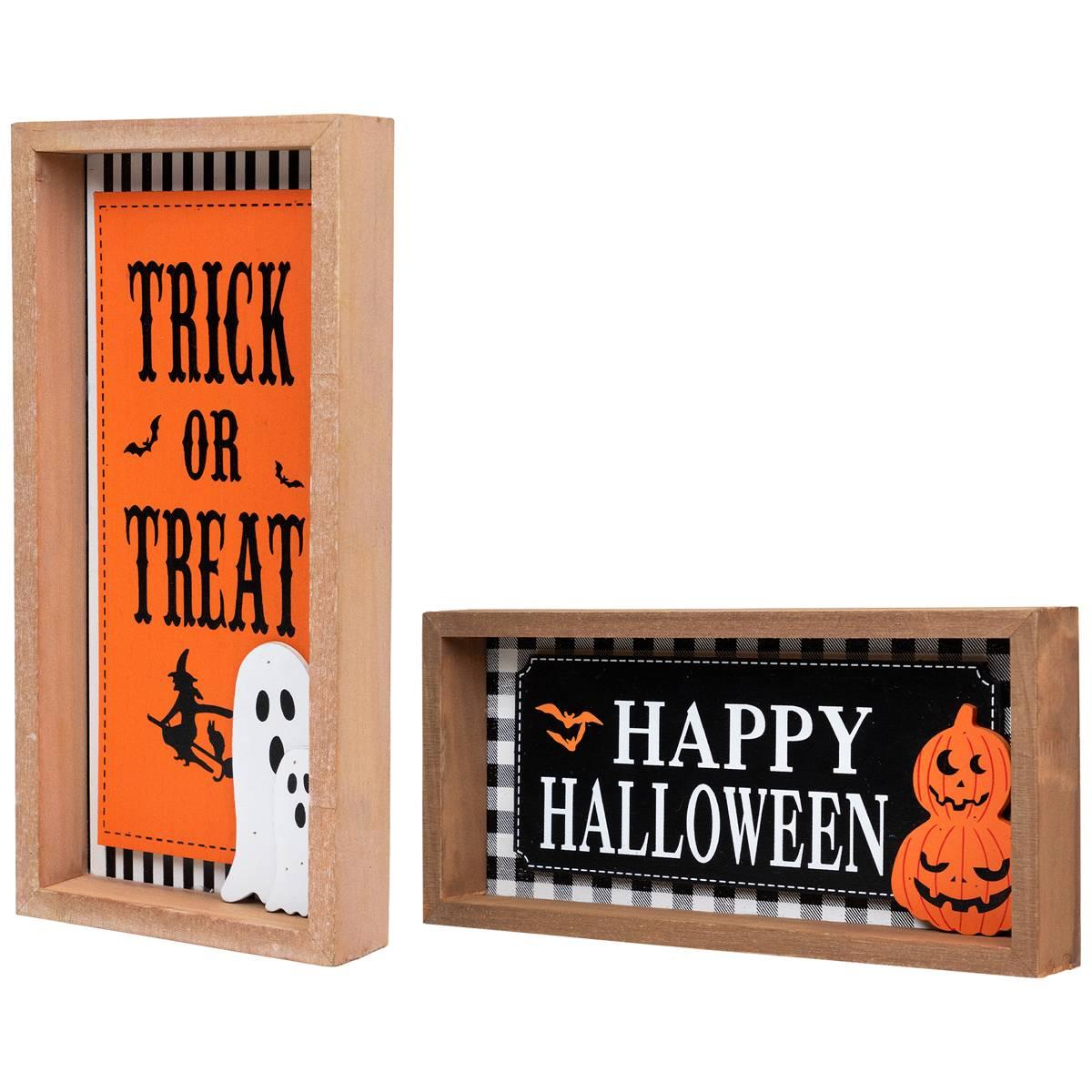 Northlight Seasonal "Happy Halloween" Wooden Shadow Box Plaques