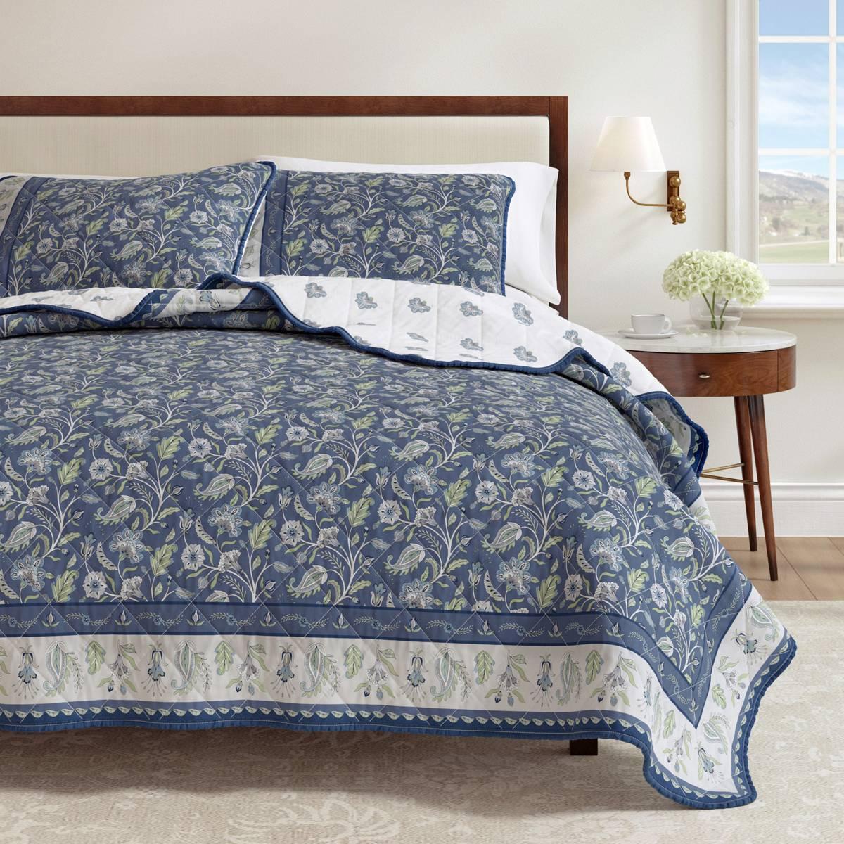 FreshFolds Indira 3pc. Reversible Floral Bordered Quilt Set