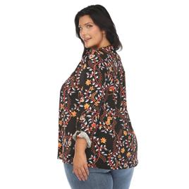 Womens White Mark Paisley V-Neck Long Sleeve Blouse
