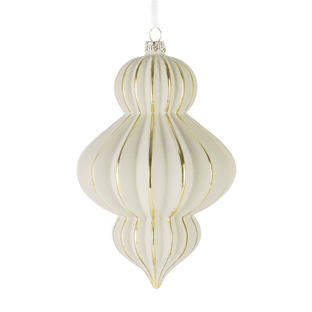 Seasonal LLC Gesso Finial Glass Christmas Ornaments - Set of 3