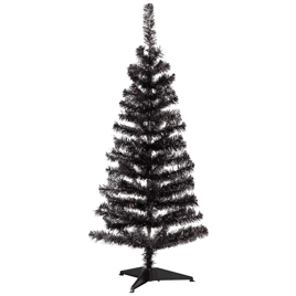 Northlight 4ft. Black Tinsel Artificial Halloween Tree