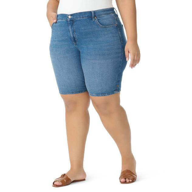 Plus Size Gloria Vanderbilt Amanda Bermuda Denim Shorts w/ Slit