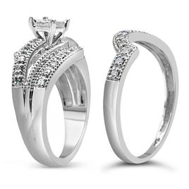 Haus of Brilliance Sterling Silver 1/3ctw. Diamond Bridal Set
