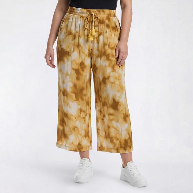 Plus Size Preswick & Moore® Blurred Floral Gauze Cropped Palazzo