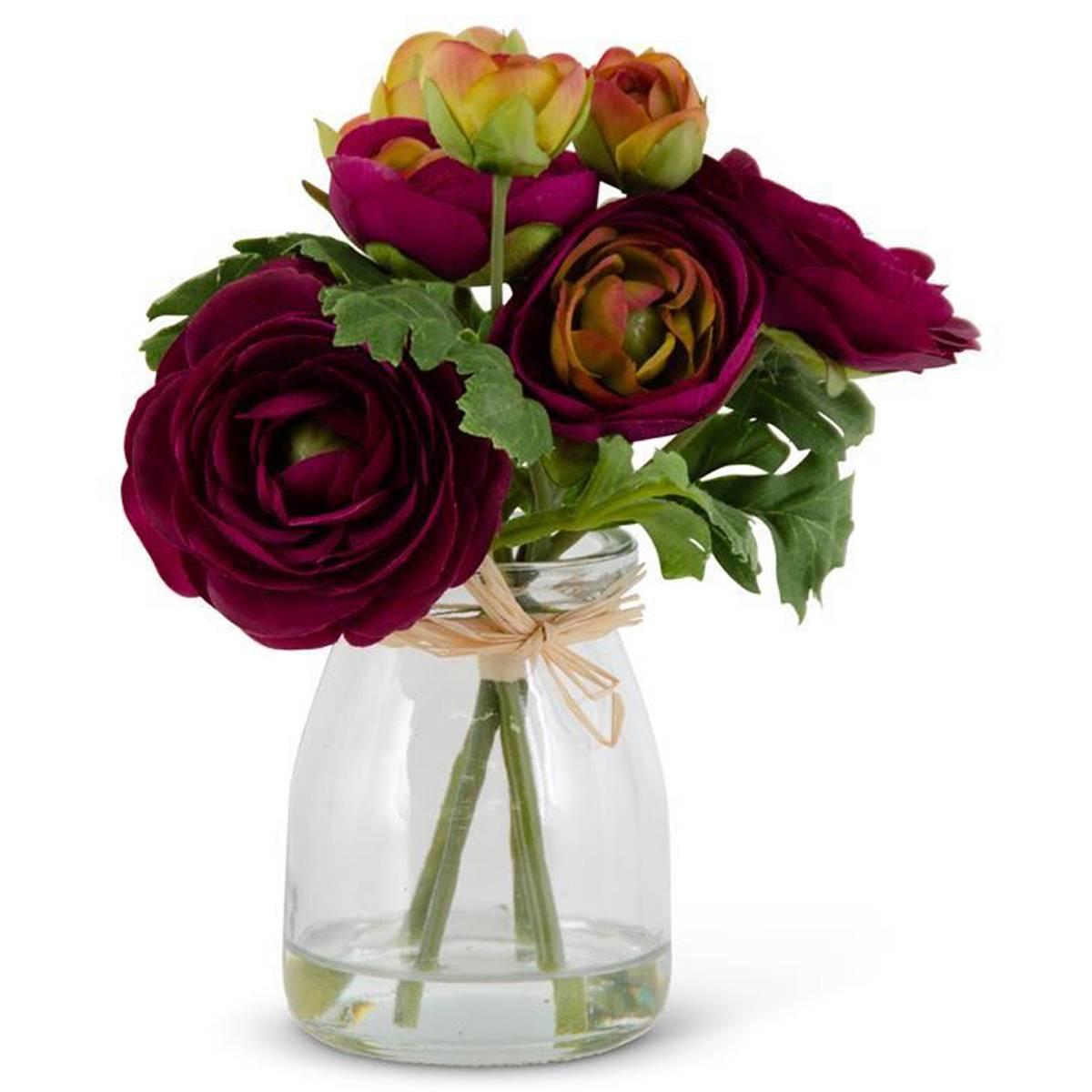 K&K Interiors Purple Ranunculus Vase with Faux Water