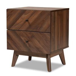 Baxton Studio Hartman Walnut Brown Wood 2-Drawer Nightstand