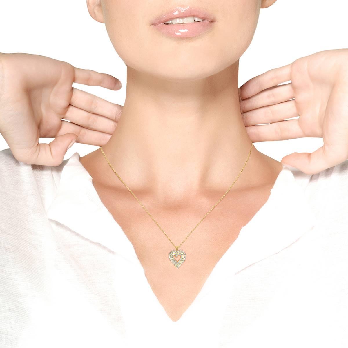 Haus of Brilliance 14kt. Gold Plated 1/4ct. Diamond Heart Pendant