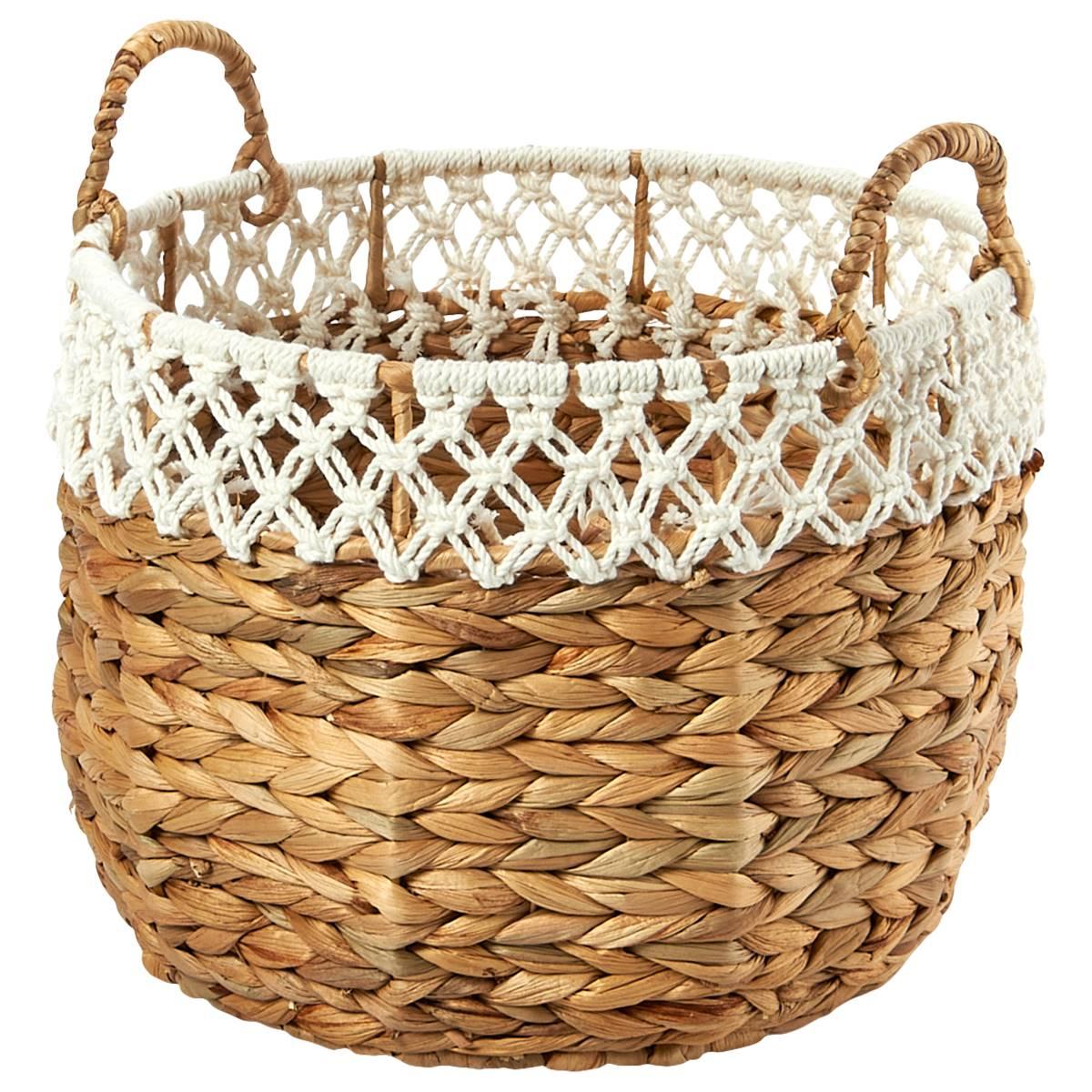 Baum Brothers Small Arrow Weave Water Hyacinth Basket - Natural