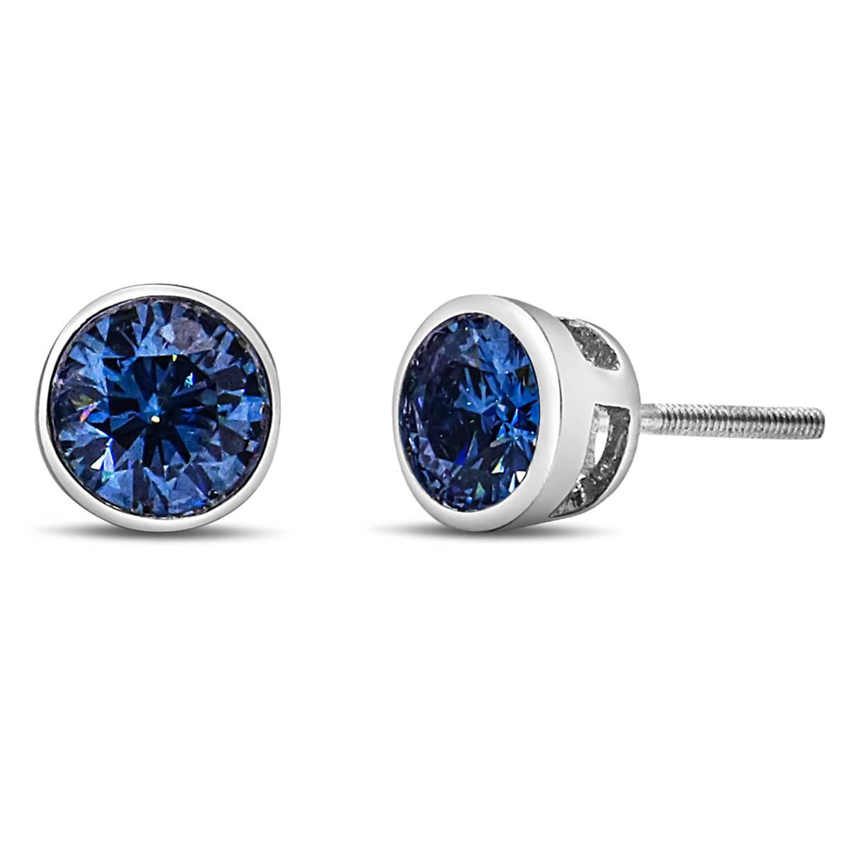 Haus of Brilliance 1ctw. Blue Lab Grown Diamond Stud Earrings