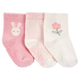 Baby Girl (NB-12M) Carter''s(R) 3pr. Bunny/Stripe/Floral Booties
