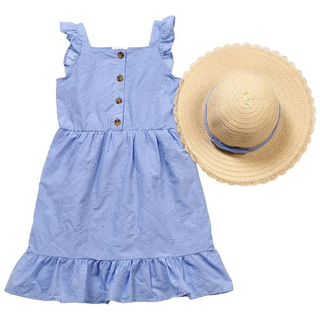 Girls (7-12) Little Lass® Flutter Sleeve Butterfly Dress with Hat