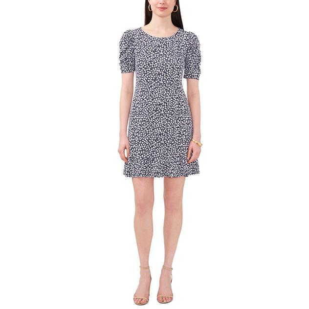 Womens MSK Short Puff Sleeve Floral A-Line Dress