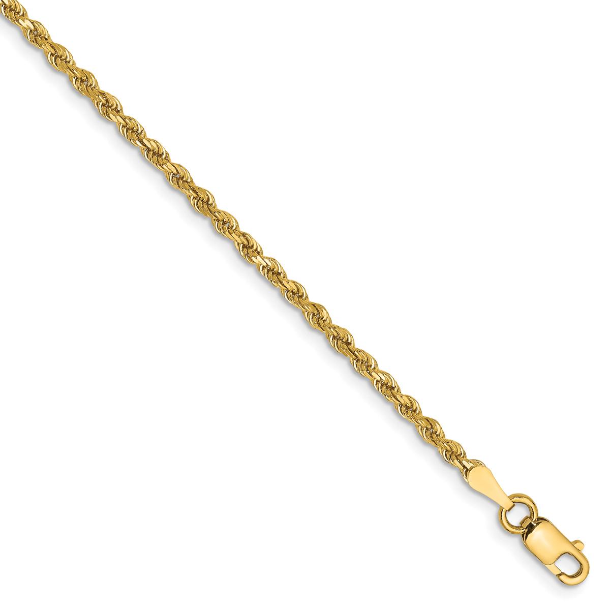 Mens Gold Classics(tm) 2mm. 14k Gold Diamond Cut Rope Chain Bracelet