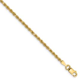 Mens Gold Classics(tm) 2mm. 14k Gold Diamond Cut Rope Chain Bracelet