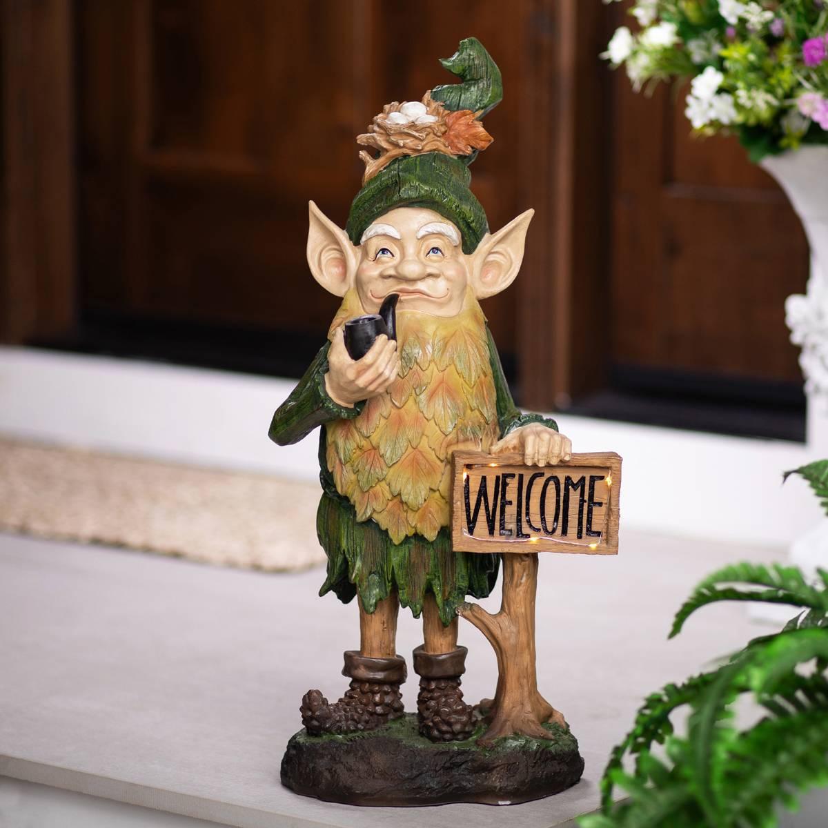 Northlight Seasonal LED Solar "Welcome" Gnome Garden Statue