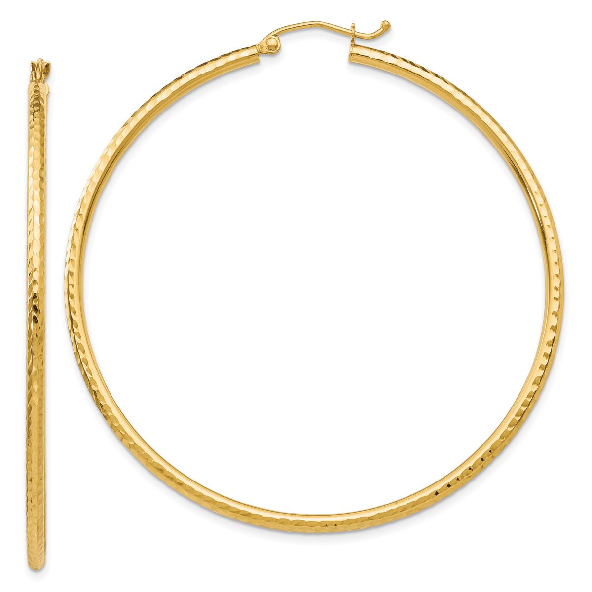 Gold Classics(tm) 14kt. Gold Diamond Cut 55mm Hoop Earrings