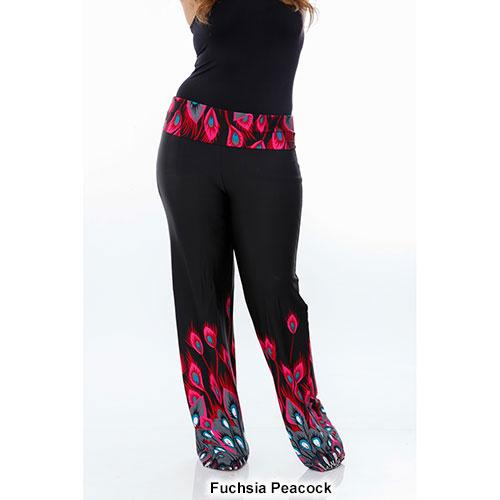 Plus Size White Mark Printed Palazzo Pants-Peacock