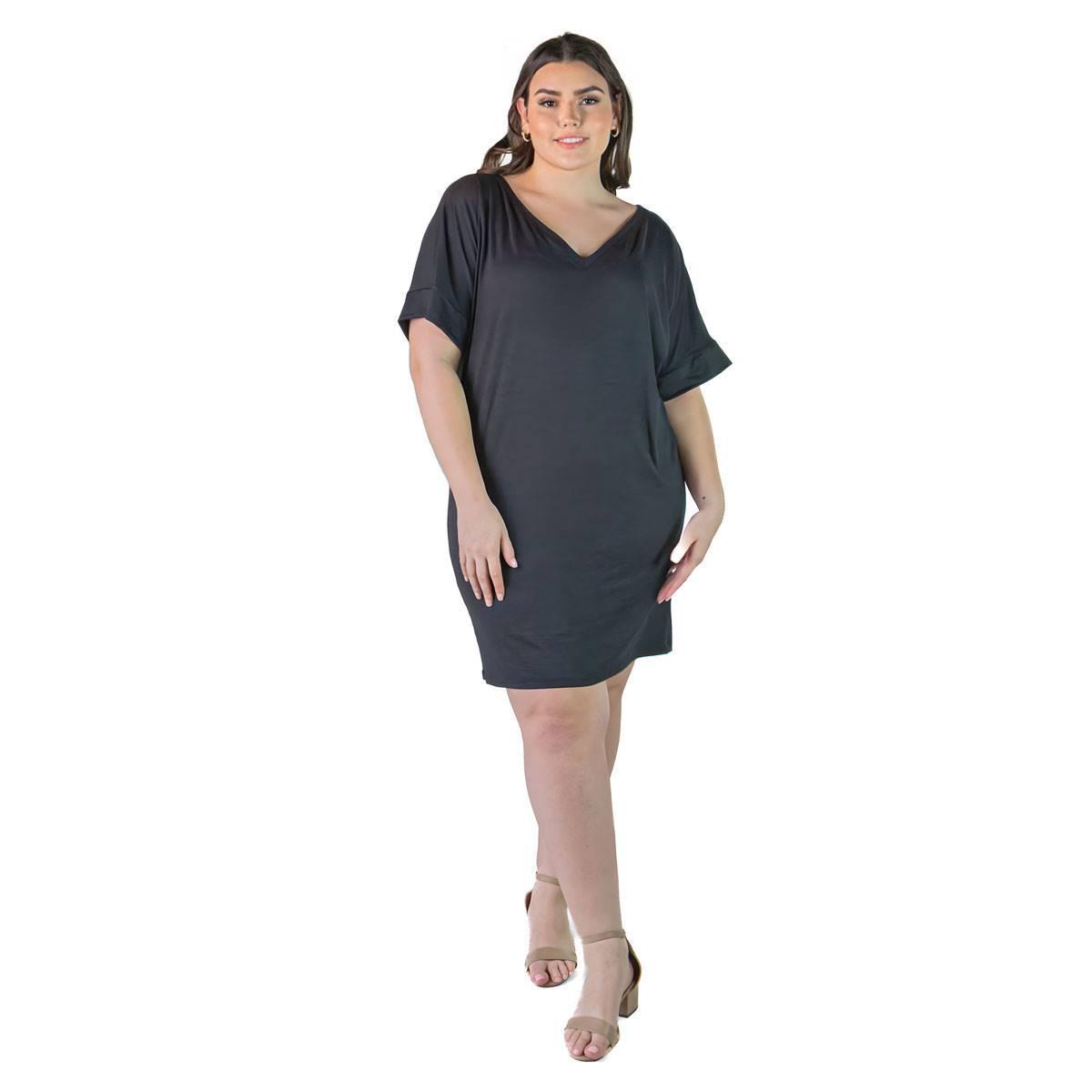 Plus Size 24/7 Comfort Apparel V-Neck Knee Length Dress