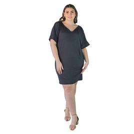 Plus Size 24/7 Comfort Apparel V-Neck Knee Length Dress
