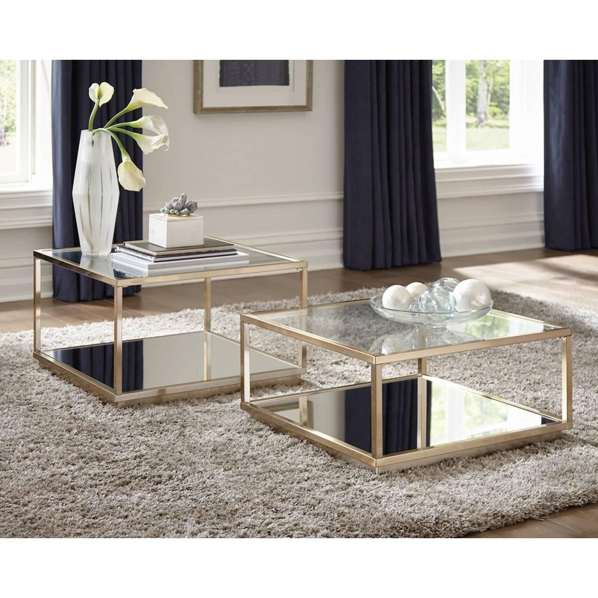 Coaster 2pc. Square Occasional Set - Rose Brass