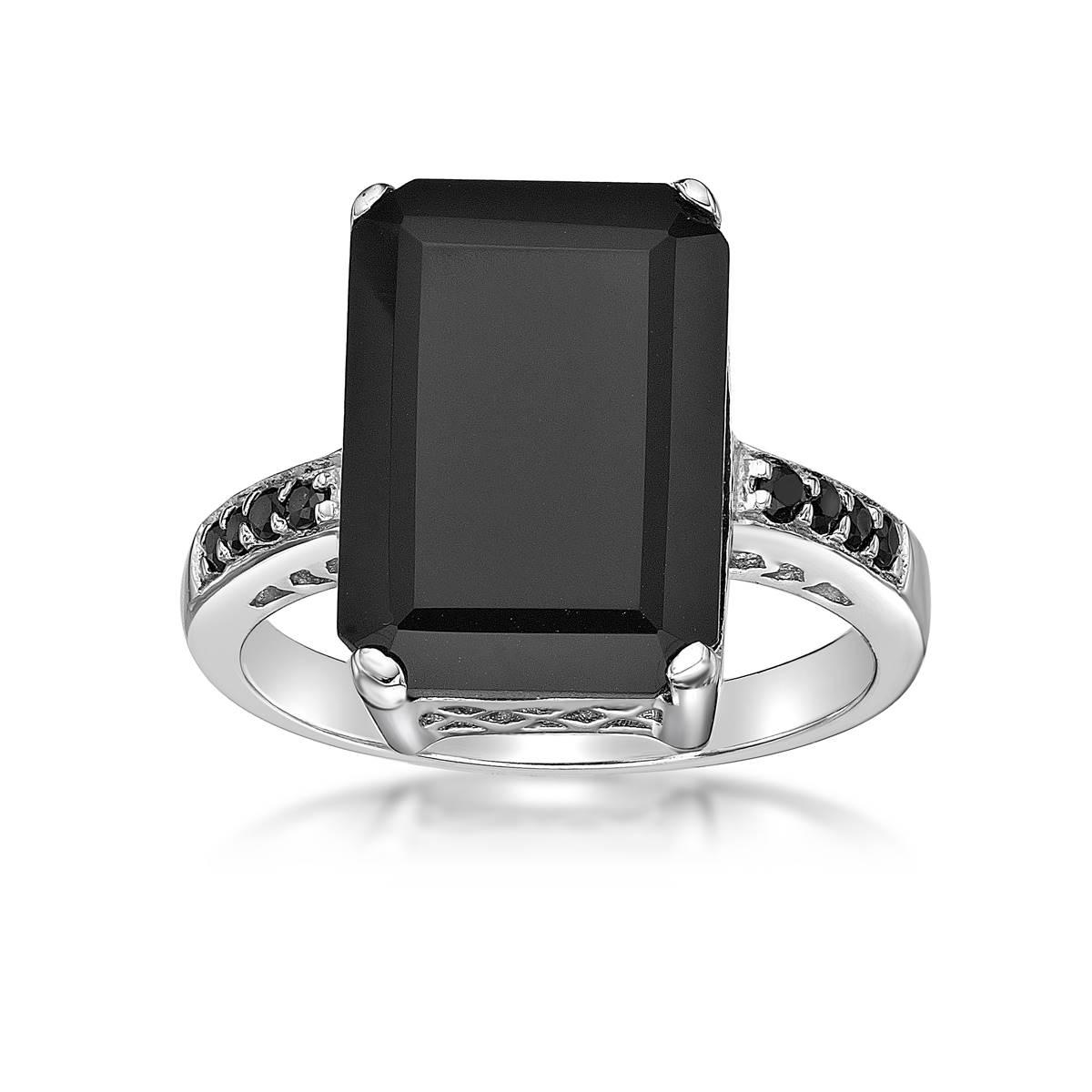 Gemminded Sterling Silver Spinel Accent Onyx Ring