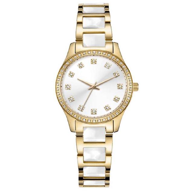 Womens Jones New York Gold & White Bracelet Watch - 14993G-42-H27