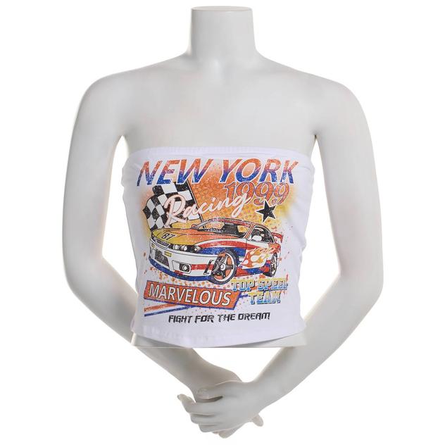 Juniors No Comment Tube Top with New York Racing Graphic