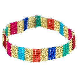 Ashley Cooper(tm) Multi Color Seed Bead Color Block Stretch Bracelet