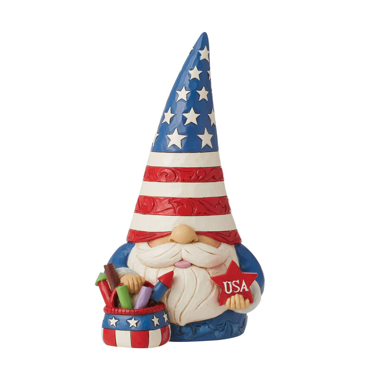 Jim Shore Heartwood Creek Patriotic Gnome Fireworks Figurine