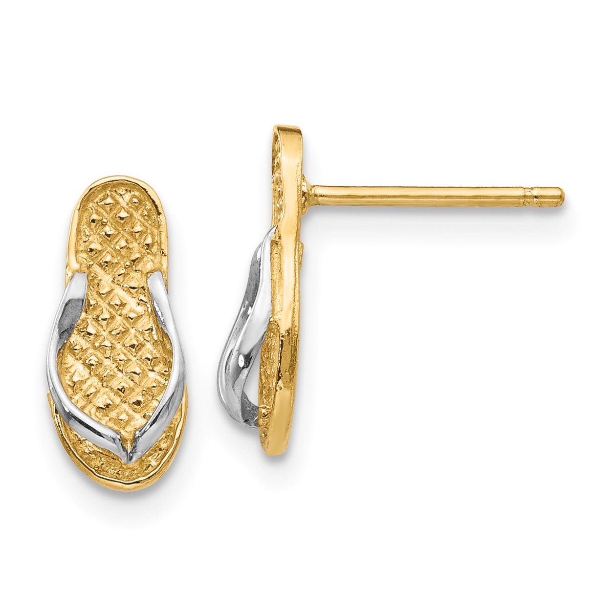 Gold Classics(tm) 14kt. Gold & Rhodium Flip Flop Earrings