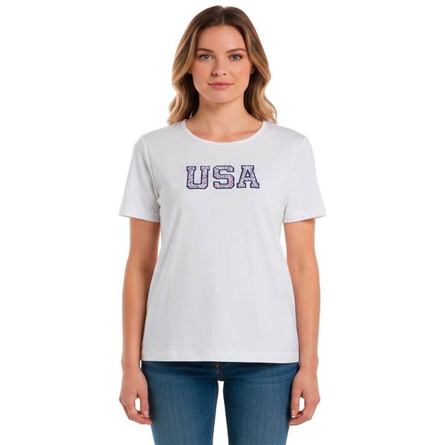 Petite Bonnie Evans Short Sleeve USA Floral Tee