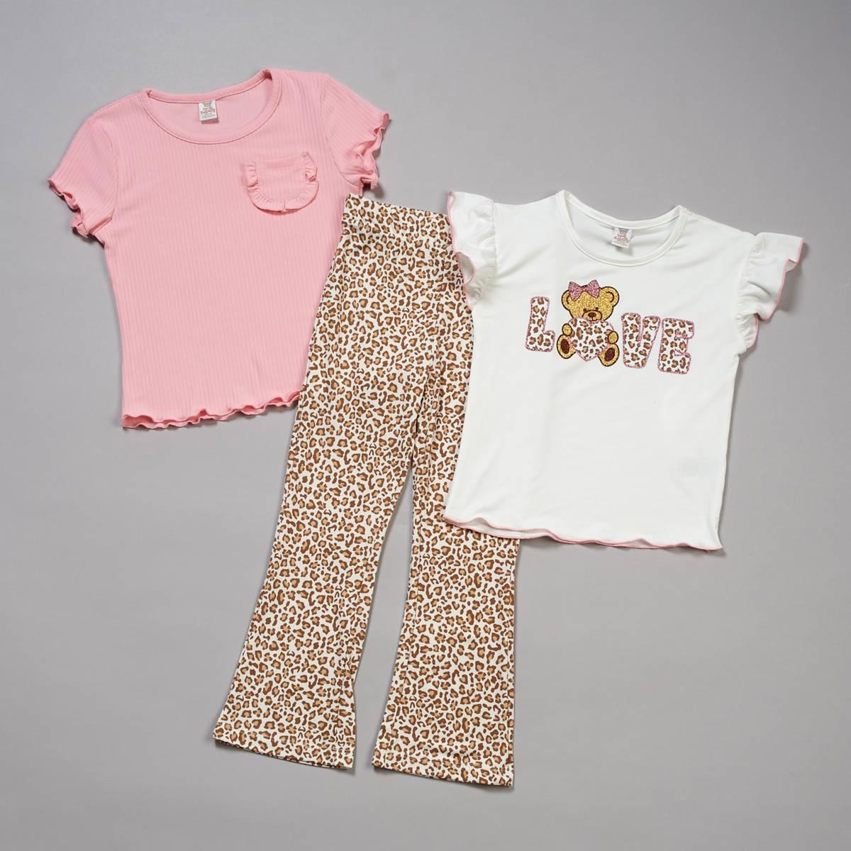 Girls (4-6x) Sweet Butterfly® 3pc. Rib/Love Tees & Legging Set