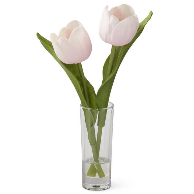K&K Interiors Double Tulip in Vase with Faux Water