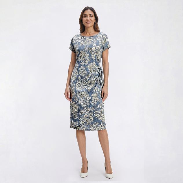 Womens Sami & Jo Short Sleeve Paisley Sarong Sheath Dress