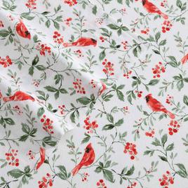 Laura Ashley Jolly Cardinals Cotton Flannel Sheet Set