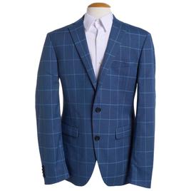 Mens Savile Row Plaid Suit Jacket - Dark Blue