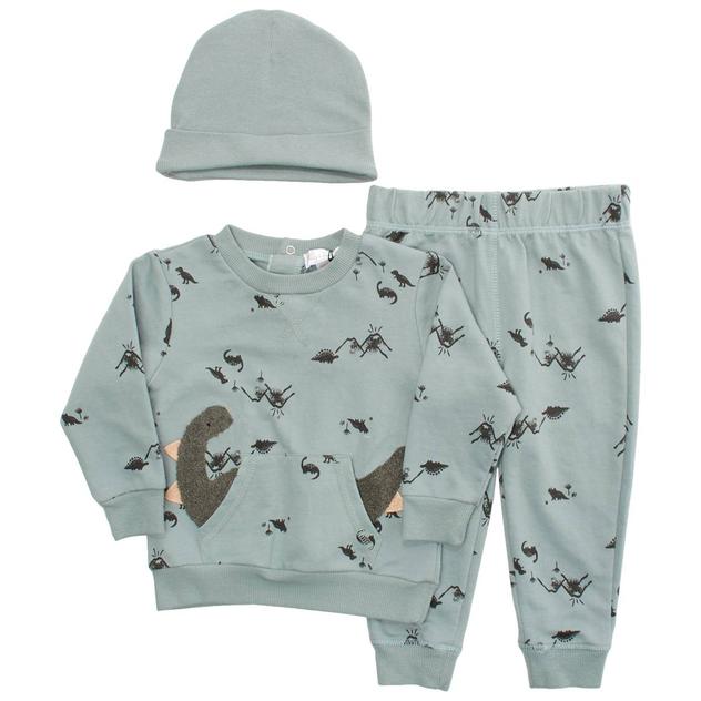 Baby Boy (12-18M) Adley & Hudson® 3pc. Dino Sweatshirt Set