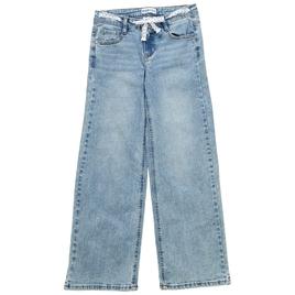 Girls (7-12) Blue Spice Wide Leg Jeans w/ Fixed Crochet Belt